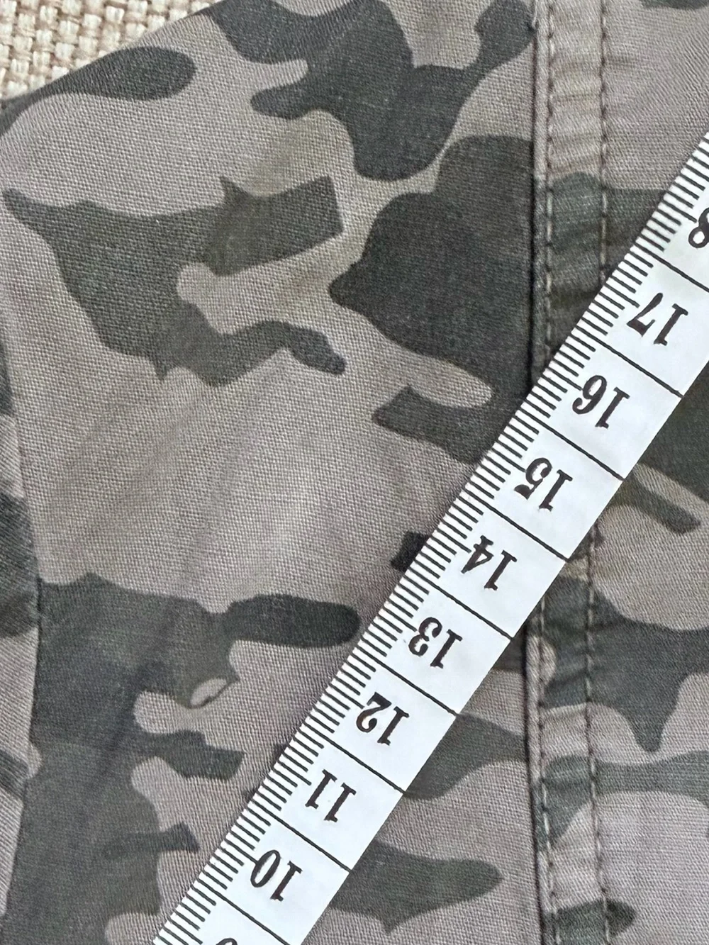 Wearables Camo Button Front Utility Blazer/ Jacket Ruched Sleeves Lightweight M